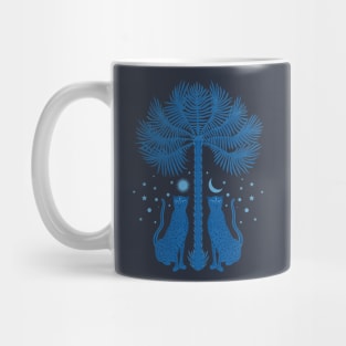 Cheetah Twins and Palm Tree in Blue Mug